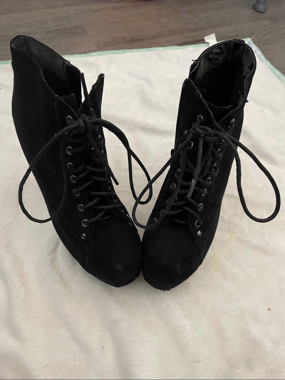 Breckelles Black Lace-Up Suede-Look Ankle Boots